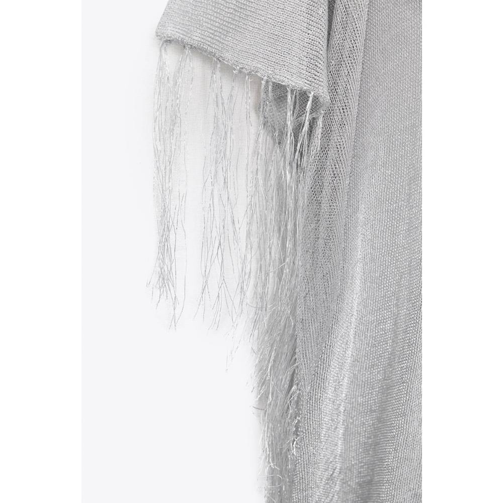 FRINGED METALLIC THREAD KAFTAN DRESS - Picture 8 of 8